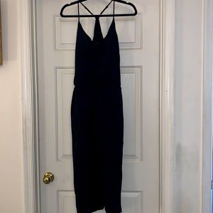 Black Satin Cropped Jumpsuit